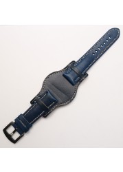 Genuine Leather Bracelet 18mm 20mm 21mm 22mm Watch Strap Man Watchband With Mat Wrist Band Handmade Leather Bracelet