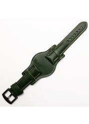 Genuine Leather Bracelet 18mm 20mm 21mm 22mm Watch Strap Man Watchband With Mat Wrist Band Handmade Leather Bracelet