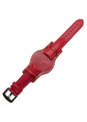 Genuine Leather Bracelet 18mm 20mm 21mm 22mm Watch Strap Man Watchband With Mat Wrist Band Handmade Leather Bracelet