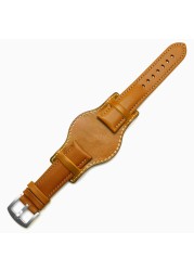 Genuine Leather Bracelet 18mm 20mm 21mm 22mm Watch Strap Man Watchband With Mat Wrist Band Handmade Leather Bracelet