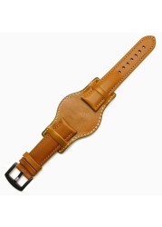 Genuine Leather Bracelet 18mm 20mm 21mm 22mm Watch Strap Man Watchband With Mat Wrist Band Handmade Leather Bracelet