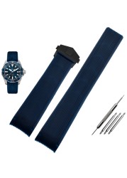 Rubber Watchband for Mark WAY201A/WAY211A 300 | 500 wrist strap 21mm 22mm arc end black blue watch band with folding buckle
