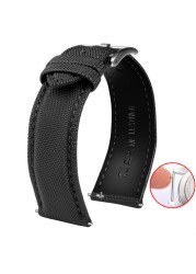 Nylon fiber waterproof watch with white male 20 21 22 23 24mm handmade canvas watchband army sport watch nylon watchband strap