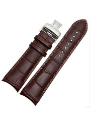 Handmade Genuine Leather Curved End Watchband for Tissot T035 Watch Band Strap Steel Buckle Wristband 22mm 23mm 24mm