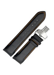 Handmade Genuine Leather Curved End Watchband for Tissot T035 Watch Band Strap Steel Buckle Wristband 22mm 23mm 24mm