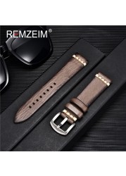 RIMSAM Quality Genuine Leather Watch Strap 18mm 20mm 22mm 24mm Fashion Green Watch Accessories Watchband With Solid Button