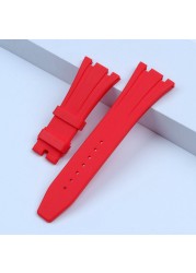 26mm soft black white green yellow orange gray blue red silicone rubber watch strap bracelet for AP royal oak watchband