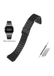 Luxury Steel Watch Band For Casio A158 / A159 / A168 /A169/B650 /AQ230/ 700 Classic Die Small Square Silver 18mm