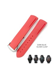 20mm 19/21mm 22mm Curved End Silicone Rubber Watch Band Suitable for Huawei GT 2 Samsung Galaxy Watch 3 4 Omega Seamaster Strap