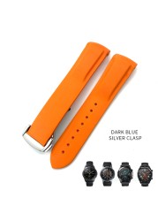 20mm 19/21mm 22mm Curved End Silicone Rubber Watch Band Suitable for Huawei GT 2 Samsung Galaxy Watch 3 4 Omega Seamaster Strap