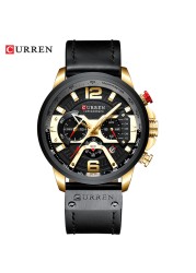 CURREN Men's Fashion Sport Watches Luxury Brand Military Style Leather Wrist Watch Chronograph Fashion