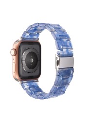 resin watches for apple watch 7 6 5 band 44mm iwatch 42mm series 4 3 2 wrist strap accessories loop 40mm replacement bracelet