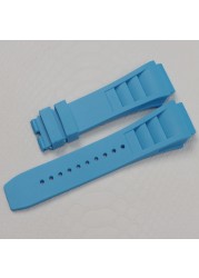 Top quality softImported nature silicone rubber 20mm watchband for Richard Mille watch strap band butterfly buckle free tools