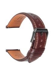 18 19 20mm 21 22mm 23 24 Leather Watch Strap Black Brown Quick Release Watchband Men Women Smart Watch Bracelet Bracelet Wristband