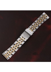 18 20mm 22mm High Quality Stainless Watchband for Breitling Watch Strap Silver Gold Men Bracelet Push Button Hidden Clasp