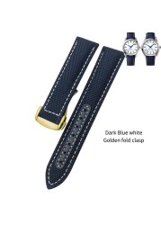 19mm 20mm Nylon Canvas Watch Strap for Omega 300 AT150 Fabric Leather Aqua Terra 150 Blue 21mm 22mm Watchband Buckle