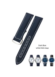 19mm 20mm Nylon Canvas Watch Strap for Omega 300 AT150 Fabric Leather Aqua Terra 150 Blue 21mm 22mm Watchband Buckle