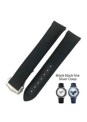 19mm 20mm Nylon Canvas Watch Strap for Omega 300 AT150 Fabric Leather Aqua Terra 150 Blue 21mm 22mm Watchband Buckle