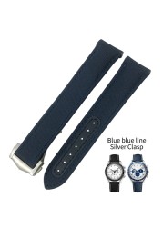 19mm 20mm Nylon Canvas Watch Strap for Omega 300 AT150 Fabric Leather Aqua Terra 150 Blue 21mm 22mm Watchband Buckle