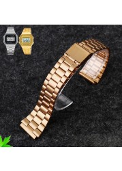 fine steel watchband for casio steel wristband a158/a159/a168/a169/b650/aq230/700 small gold chain watch 18mm wristband