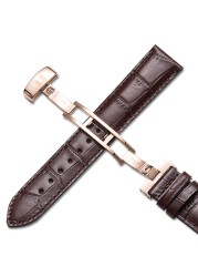 19mm 20mm 21mm 22mm Genuine Leather Watch Band For Tissot T035 Lilock T063 T41 Curved End Handmade Watch Strap Butterfly Buckle