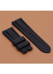 High Quality Black Blue Red Orange Army Green Watchband Silicone Rubber Strap for Panerai Pin Buckle 22mm 24mm 26mm