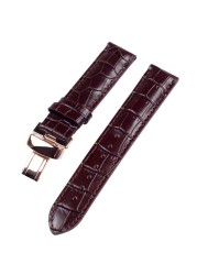 19mm (Buckle18mm) PRC200 T17 T41 T461 High Quality Silver Butterfly Buckle + Black Genuine Leather Watch Bands Strap