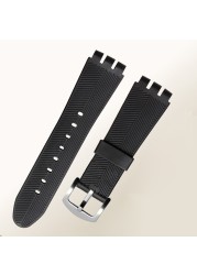 For swatch watchband 23mm New High Quality Mens Soft Waterproof Genuine Leather Watchband Straps Black Brown Cowhide Bracelet