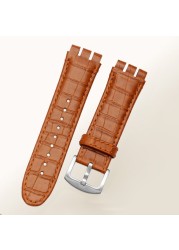 For swatch watchband 23mm New High Quality Mens Soft Waterproof Genuine Leather Watchband Straps Black Brown Cowhide Bracelet