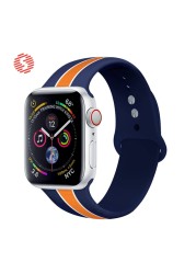 ShengOne Strap Soft Silicone Sport Band for Apple Watch 7 6 SE 5 4 45 44 42mm Striped Rubber Strap Replacement 3 2 1 41 40 38