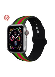 ShengOne Strap Soft Silicone Sport Band for Apple Watch 7 6 SE 5 4 45 44 42mm Striped Rubber Strap Replacement 3 2 1 41 40 38