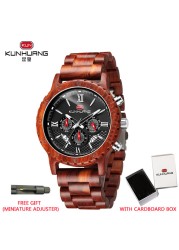 Fashion Watches Mens Top Brand Luxury Wrist Watch Quartz Watch Wooden Watch Men Red Sandalwood Chronograph Relogio Masculino