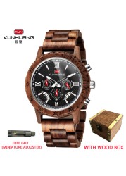 Fashion Watches Mens Top Brand Luxury Wrist Watch Quartz Watch Wooden Watch Men Red Sandalwood Chronograph Relogio Masculino