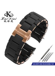 Silicone Hard Rubber Watchband In Rubber For AR5890 AR5889 AR5858 AR5920 AR5868 AR8023 Man 23mm Woman 20mm Watch Band Bracelet