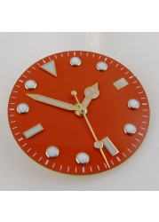 28.5mm watch dial orange red sterile watch dial fit for NH35A movement automatic watch dial luminous hands