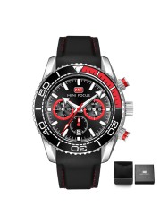 Fashion Mens Watches Top Brand Luxury Quartz Multifunction Waterproof Sports Wristwatches Black Silicone Strap Relogio Masculino