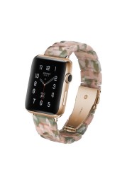 Replacement Resin Tortoise Shell Lines Watch Strap Bracelet For Apple Watch Series 5/4/3/2/1 42mm 44mm 38 and 40mm Leopard Print