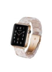 Replacement Resin Tortoise Shell Lines Watch Strap Bracelet For Apple Watch Series 5/4/3/2/1 42mm 44mm 38 and 40mm Leopard Print