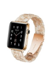 Replacement Resin Tortoise Shell Lines Watch Strap Bracelet For Apple Watch Series 5/4/3/2/1 42mm 44mm 38 and 40mm Leopard Print