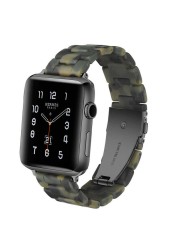 Replacement Resin Tortoise Shell Lines Watch Strap Bracelet For Apple Watch Series 5/4/3/2/1 42mm 44mm 38 and 40mm Leopard Print