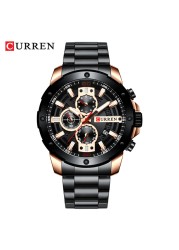 CURREN Luxury Military Waterproof Sport Stainless Steel Men's Watch Fashion Business Quartz Watch for Men relogio masculino