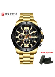 CURREN Luxury Military Waterproof Sport Stainless Steel Men's Watch Fashion Business Quartz Watch for Men relogio masculino