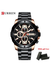 CURREN Luxury Military Waterproof Sport Stainless Steel Men's Watch Fashion Business Quartz Watch for Men relogio masculino