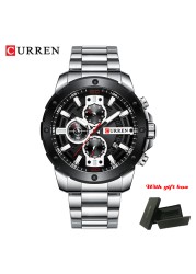 CURREN Luxury Military Waterproof Sport Stainless Steel Men's Watch Fashion Business Quartz Watch for Men relogio masculino