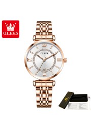 OLEVS Fashion Stainless Steel Solid Wristwatch For Women roma pon ila High Quality Waterproof Quartz Women Calendar Wristwatches