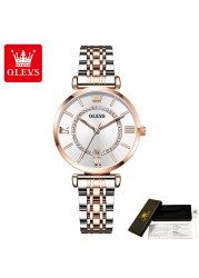 OLEVS Fashion Stainless Steel Solid Wristwatch For Women roma pon ila High Quality Waterproof Quartz Women Calendar Wristwatches