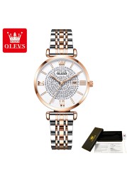 OLEVS Fashion Stainless Steel Solid Wristwatch For Women roma pon ila High Quality Waterproof Quartz Women Calendar Wristwatches