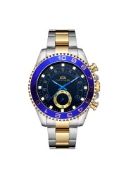 Automatic self-wind mechanical stainless steel strap casual gold yellow silver blue bezel master business men's watch