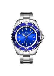 Men's automatic self-wind mechanical stainless steel strap gold silver gradient black blue dial date business watch