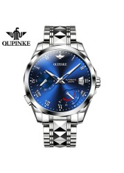 OUPINKE Top Brand Automatic Mechanical Movement Men's Watch Waterproof Tungsten Steel Strap Fashion Simple Men's Watch